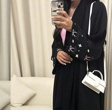 Eid Black Abaya With Bow