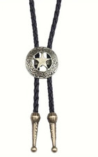 Brown  Bolo Tie with Bronze  Alloy Star  Buckle Western Cowboy Style Necktie