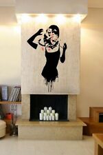 Banksy Graffiti 'Audrey Hepburn Cat Attack' Large Vinyl Wall Stickers StreetArt