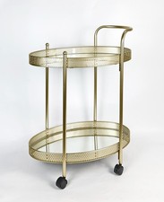 Drink trolley Kitchen Serving Cart With Two glass Shelves Mini Bar Drinks