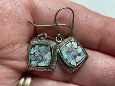 Jewellery Gorgeous 925 Sterling Silver Roman Glass Earrings, Marked