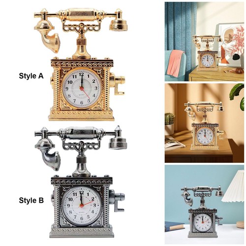Retro telephone desk clock - desk,