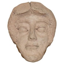 VINTAGE HAND MADE CLAY TERRACOTTO COLOUR SCULPTURE OF A FACE MASK