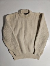 Barbour Fisherman's Jumper Small S Cream Beige Wool Mens Sweater