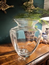 Beautiful Optic Panel Heavy Based Clear Glass Urn Vase