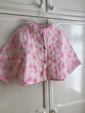 Vintage Nylon Quilted Bed Jacket Frilly Trim Padded - GORGEOUS