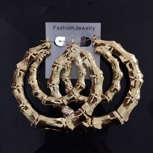 Large bamboo earrings hip hop - earrings, hip-hop