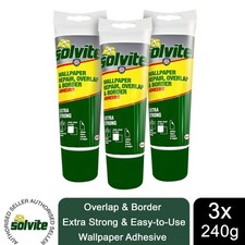 Solvite Overlap & Border Extra Strong & Easy-to-Use Wallpaper Adhesive 240g, 3Pk