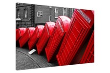 London Red Phone Boxes Canvas Wall Art Print for Living Room Decor