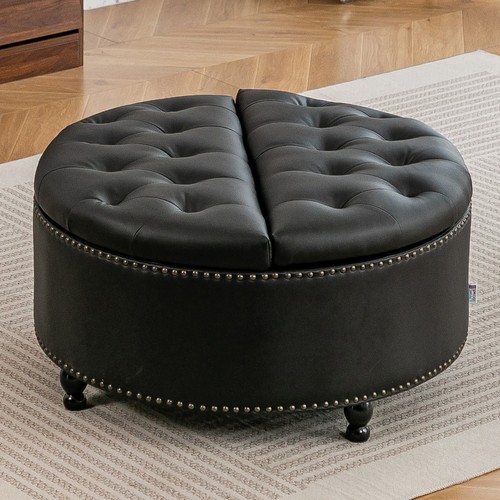 Round storage stool - round, pu