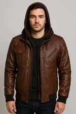 Mens Leather Bomber Jacket -