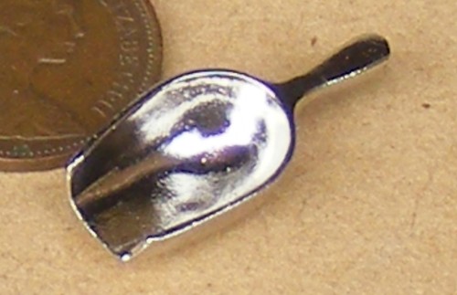 Dolls house scoop silver metal - scoop,