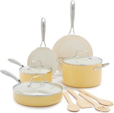 12Pcs Yellow Ceramic Cookware