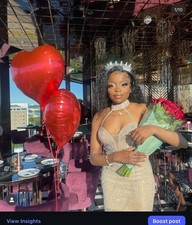 House of Maguie “Flirtatious Babe” Tan Halterneck Bodycon Mini Dress S RRP £149