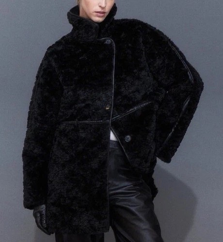 Fluffy coat faux fur pu - coat,