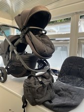 Icandy orange 3  double Twin pram in colour Grey 2 seats 2 footmuffs and cot