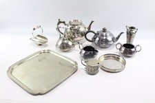 Silver Plate Ware Tea Service Platter Gallery Tray Vintage 3334g