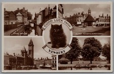 Newbury Berkshire RPPC Multiview Real Photo Postmark 1940 Valentines Postcard