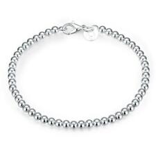 925 Sterling Silver Bracelet Ball Bead 4mm Shiny 8"  Uk Seller