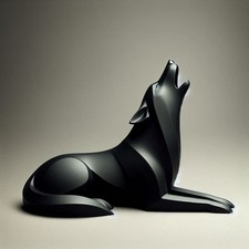Howling Wolf Statue - Lying