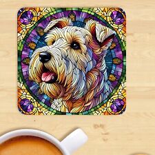 Wheaten Terrier Dog Coaster, Stained Glass Effect Print,  Gift Present