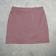 M&S Collection Women’s Mini Skirt Red Black  White Dogtooth Stretch Size Uk10