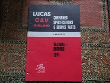 LUCAS SPARE PARTS LIST 1971 - VAUXHALL VIVA VICTOR VENTORA CRESTA BEDFORD CF TK