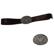 caimel trophy belt u.s. army buckle size 36" approx brown leather waiste band