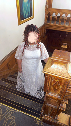 White floral lace wedding - white,