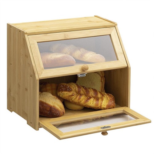 Bamboo wood bread box - wood, kitchen