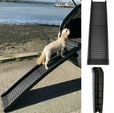 DOG PET RAMP PLASTIC FOLDING BI FOLD LIGHTWEIGHT STRONG TRAVEL CAR VAN PORTABLE