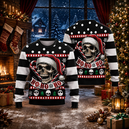 Christmas skull sweater santa - christmas,