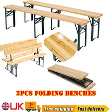 2x Long Benches Set Outdoor