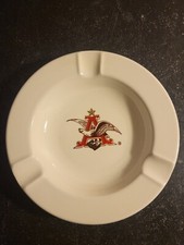 Vintage 6.25" Round White Anheuser-Busch Ashtray W/Eagle & A logo New Never Used