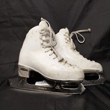 Risport Ice Skates White . Ultima Mark IV Blades. Size 220, 8 1/3 Made in Italy