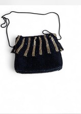 Vtg black and gold metal mesh