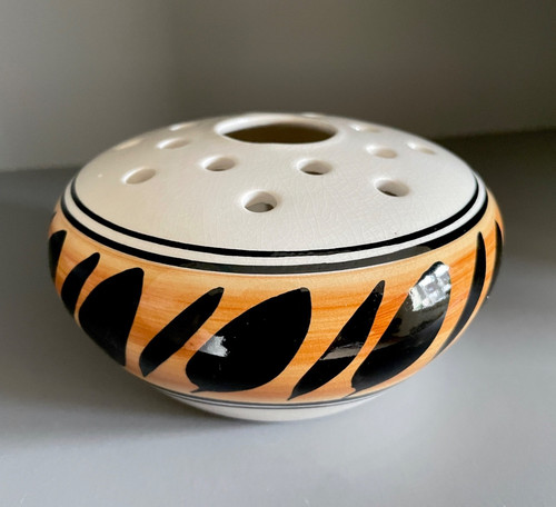 Jersey pottery vase - pottery, round