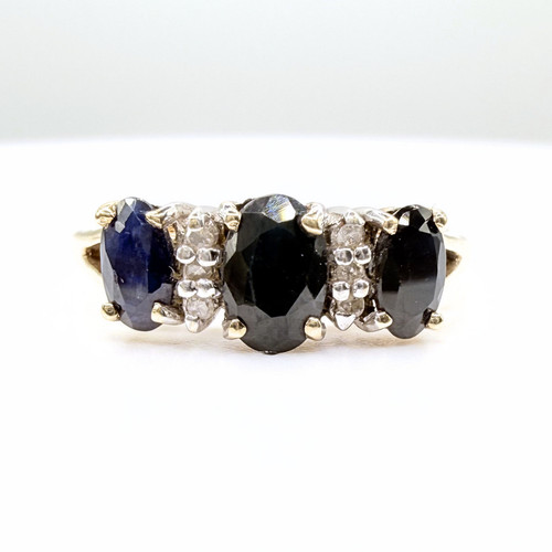 9ct gold sapphire diamond - sapphire,