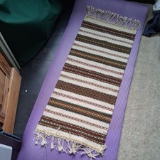 bright Vintage ethnic wall hanging rug woollen woven Norwegian Hygge style