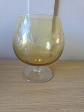 Large Amber Etched Floral