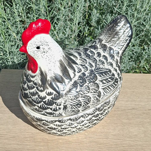 Ceramic chicken hen lidded egg - hen,