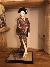 Vintage Japanese Geisha Doll  on Wooden stand 350 mm