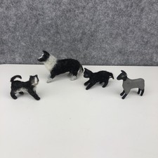 Vintage Set Of Felted Animals 2 x Cats 1 x Sheep Dog Plus One Un- Felted Lamb
