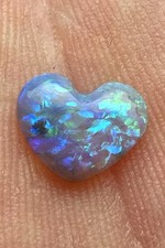 1.0ct Australian, Lightning Ridge Black Crystal Opal In A Heart Shape