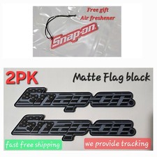 2PK SNAP ON TOOL BOX FLAG LOGO EMBLEM MATTE BLACK Plastic Badge Decal 8" + GIFT 