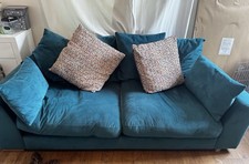 2 Sofas and Footstool Plush Velvet Teall Colour. Originally £899. 18 months old.