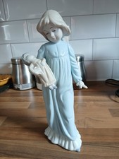 Vintage Bone China Girl With Her Doll 12" High Excellent Condition