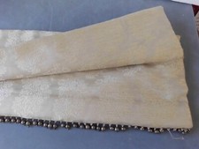 Faux Roman Blind O&L beige gold silk fabric with NC metal beads 36w x 10d ins 