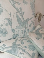 Laura Ashley Cushion Cover SUMMER PALACE Off White/Duck Egg 12" x 18"