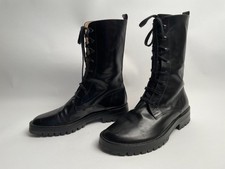 Vtg Ann Demeulemeester black leather DM style combat boots 38.5 5.5 goth angular